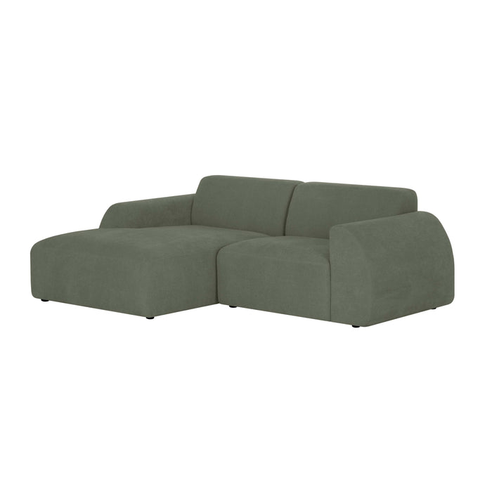by fonQ Bink 2,5-zits Hoekbank met Chaise Longue Links - Bouclé - Mosgroen