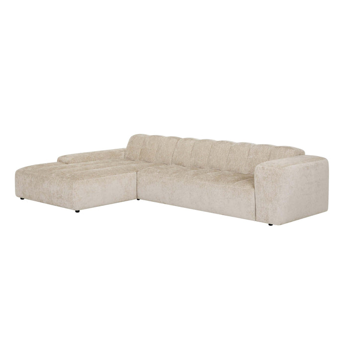 by fonQ Plume 4-zits Hoekbank met Chaise Longue XL Links - Chenille - Beige