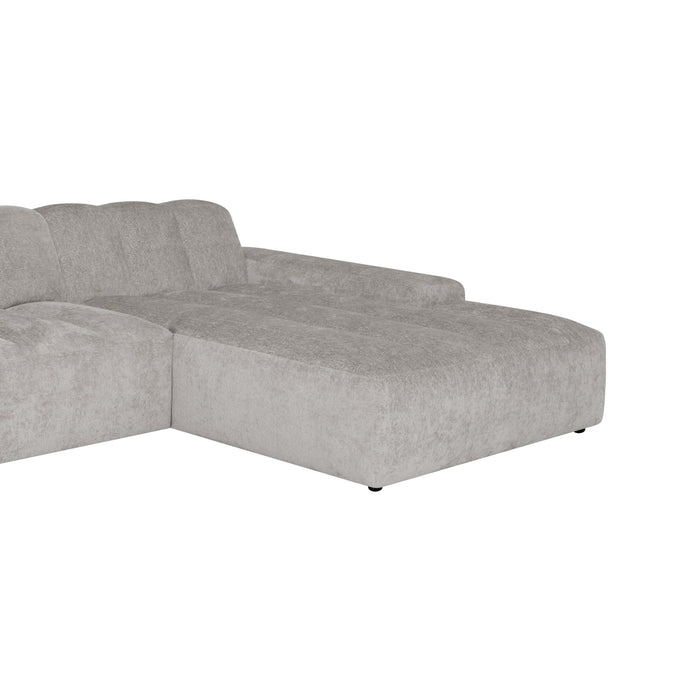 by fonQ Plume 3-zits Hoekbank met Chaise Longue XL Rechts - Chenille - Grijs