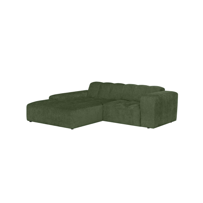 by fonQ Plume 2,5-zits Hoekbank met Chaise Longue XL Links - Chenille - Groen