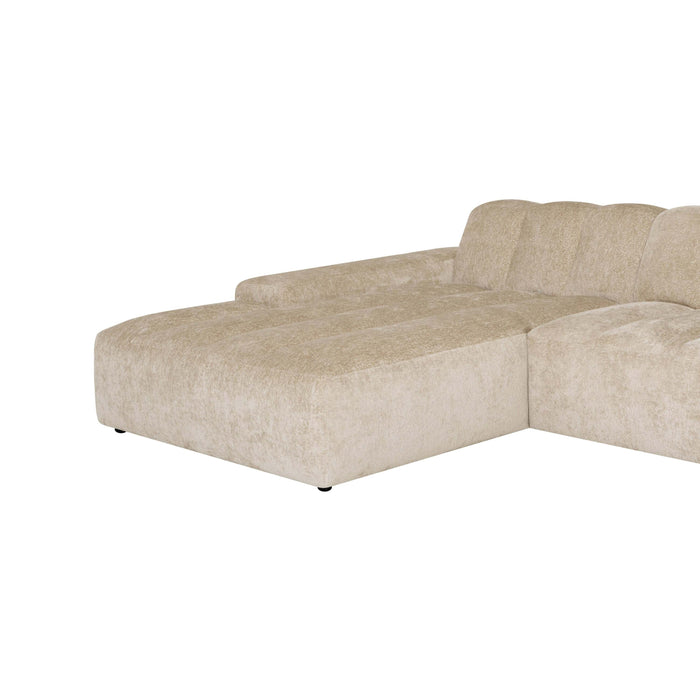 by fonQ Plume 2,5-zits Hoekbank met Chaise Longue XL Links - Chenille - Beige