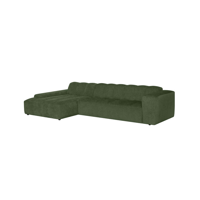 by fonQ Plume 4-zits Hoekbank met Chaise Longue Links - Chenille - Groen
