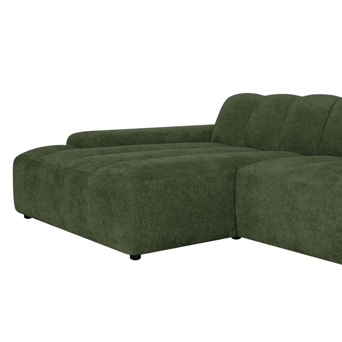 by fonQ Plume 4-zits Hoekbank met Chaise Longue Links - Chenille - Groen