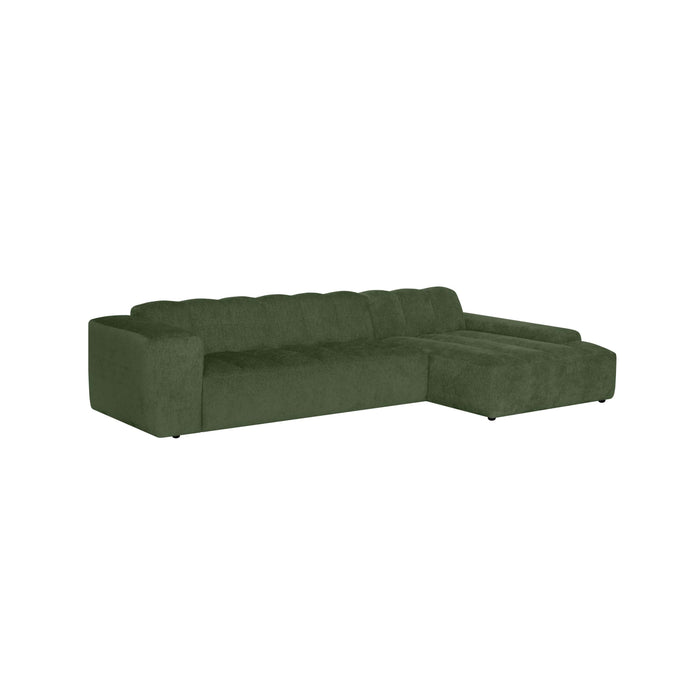 by fonQ Plume 4-zits Hoekbank met Chaise Longue Rechts - Chenille - Groen