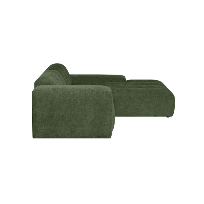 by fonQ Plume 3-zits Hoekbank met Chaise Longue XL Rechts - Chenille - Groen