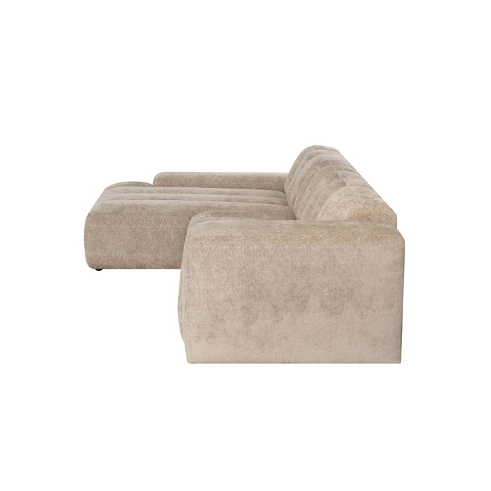 by fonQ Plume 4-zits Hoekbank met Chaise Longue Links - Chenille - Beige