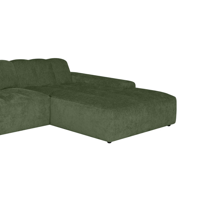 by fonQ Plume 3-zits Hoekbank met Chaise Longue XL Rechts - Chenille - Groen