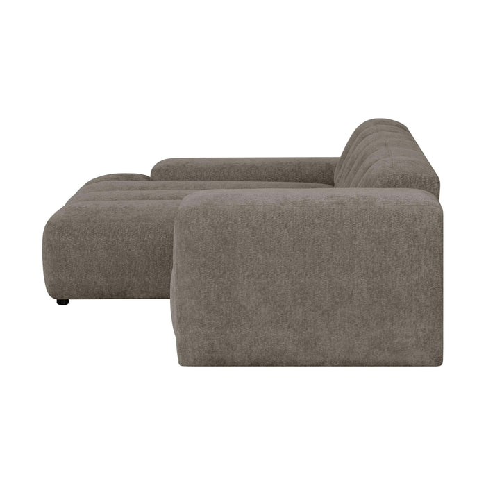 by fonQ Plume 2,5-zits Hoekbank met Chaise Longue Links - Chenille - Mocca