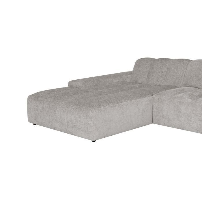 by fonQ Plume 2,5-zits Hoekbank met Chaise Longue XL Links - Chenille - Grijs