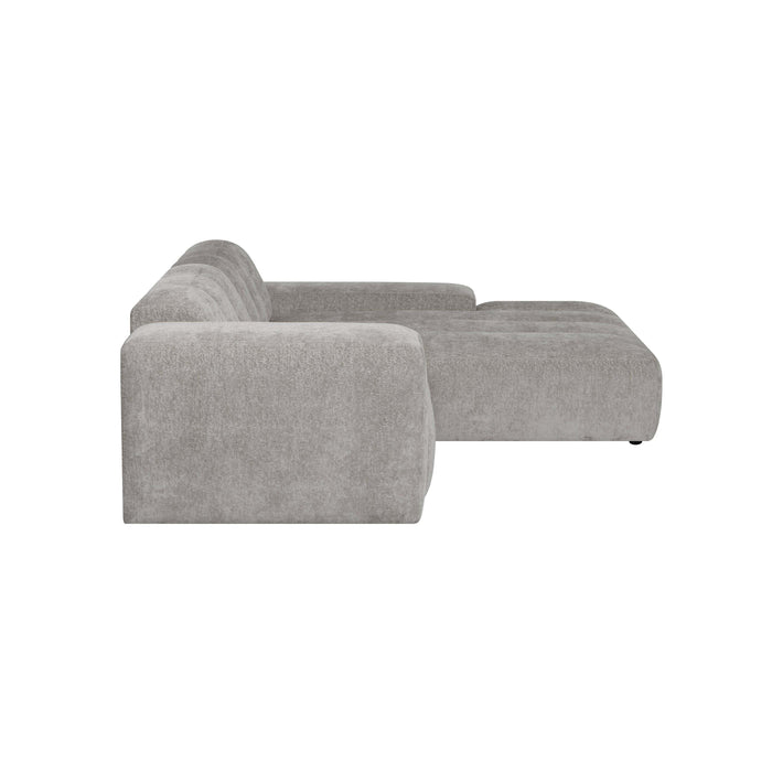 by fonQ Plume 2,5-zits Hoekbank met Chaise Longue XL Rechts - Chenille - Grijs