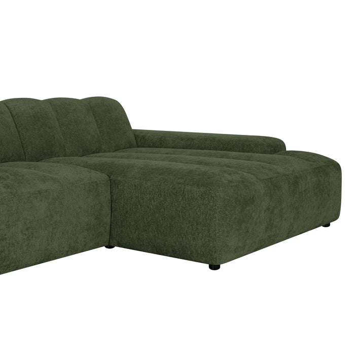 by fonQ Plume 2,5-zits Hoekbank met Chaise Longue Rechts - Chenille - Groen