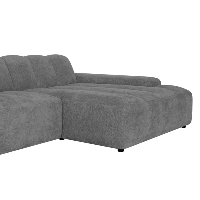 by fonQ Plume 2,5-zits Hoekbank met Chaise Longue Rechts - Chenille - Antraciet