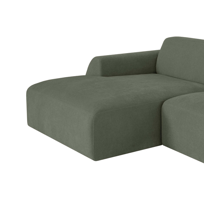 by fonQ Bink 2,5-zits Hoekbank met Chaise Longue Links - Bouclé - Mosgroen