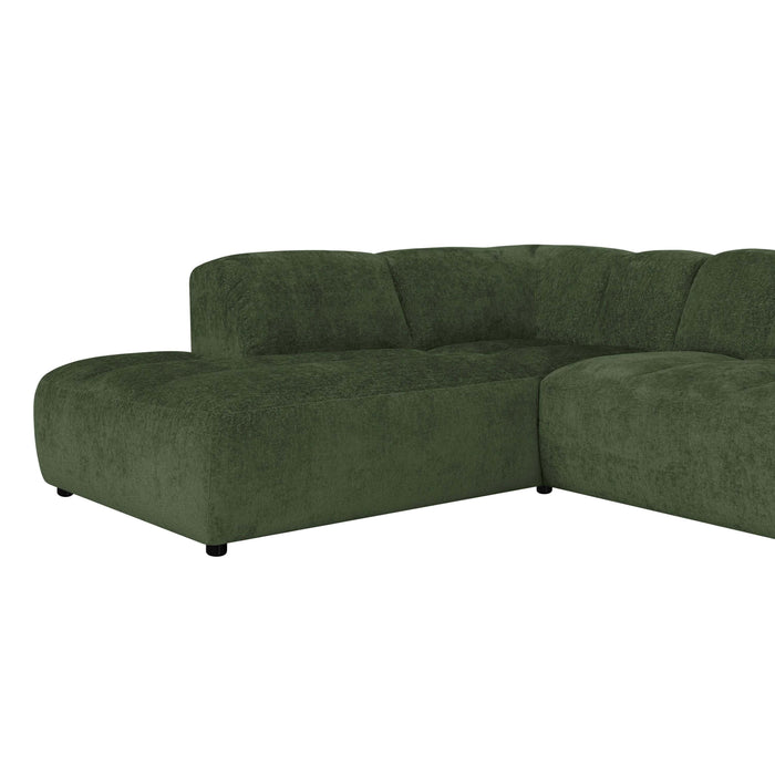 by fonQ Plume 3-zits Hoekbank Links - Chenille - Groen