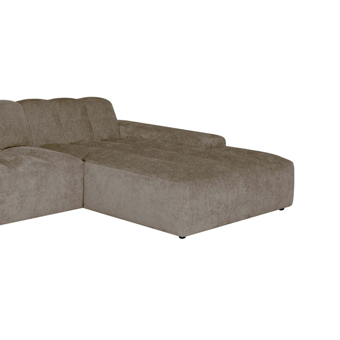 by fonQ Plume 3-zits Hoekbank met Chaise Longue XL Rechts - Chenille - Mocca