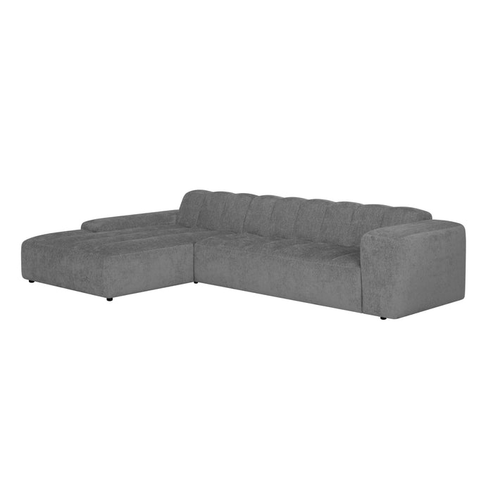 by fonQ Plume 4-zits Hoekbank met Chaise Longue XL Links - Chenille - Antraciet