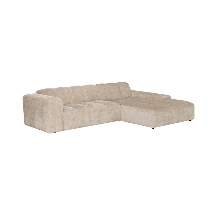 by fonQ Plume 3-zits Hoekbank met Chaise Longue XL Rechts - Chenille - Beige