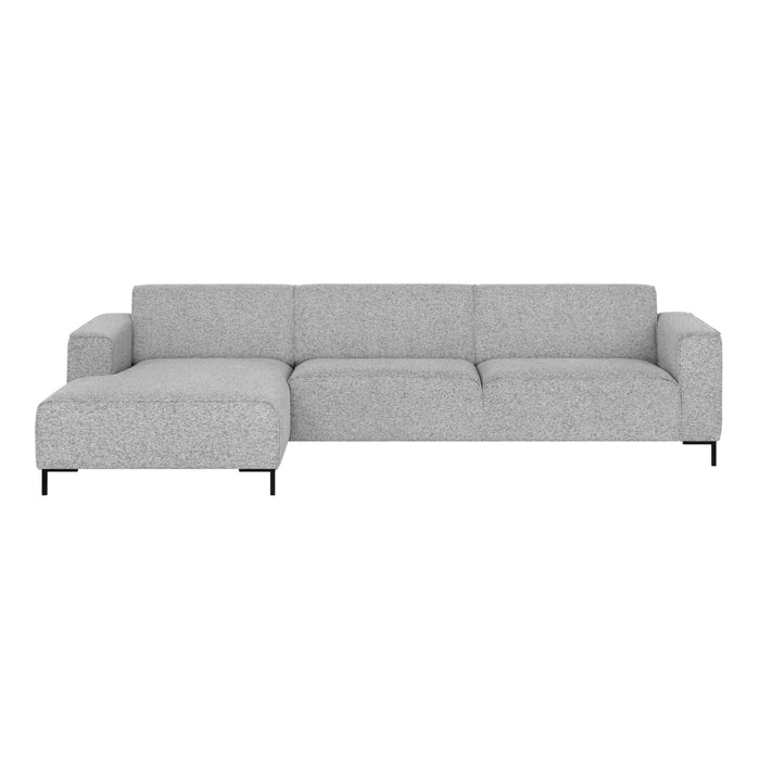 by fonQ Loft Hoekbank met Chaise Longue Links - Chenille Melange - Grijs