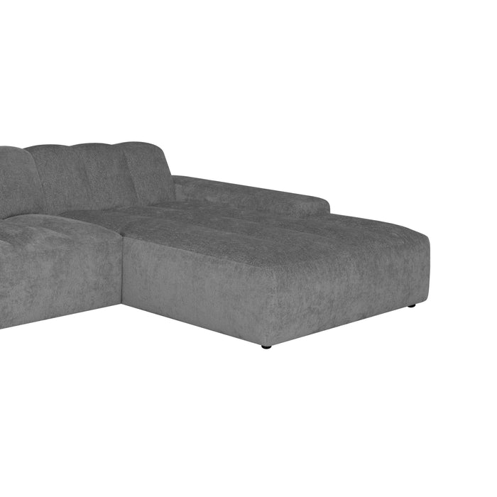 by fonQ Plume 2,5-zits Hoekbank met Chaise Longue XL Rechts - Chenille - Antraciet