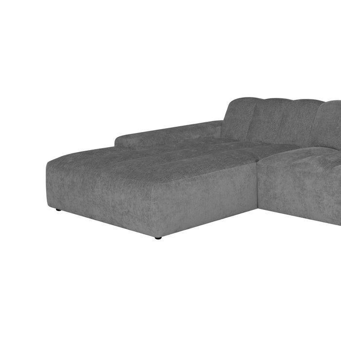 by fonQ Plume 3-zits Hoekbank met Chaise Longue XL Links - Chenille - Antraciet