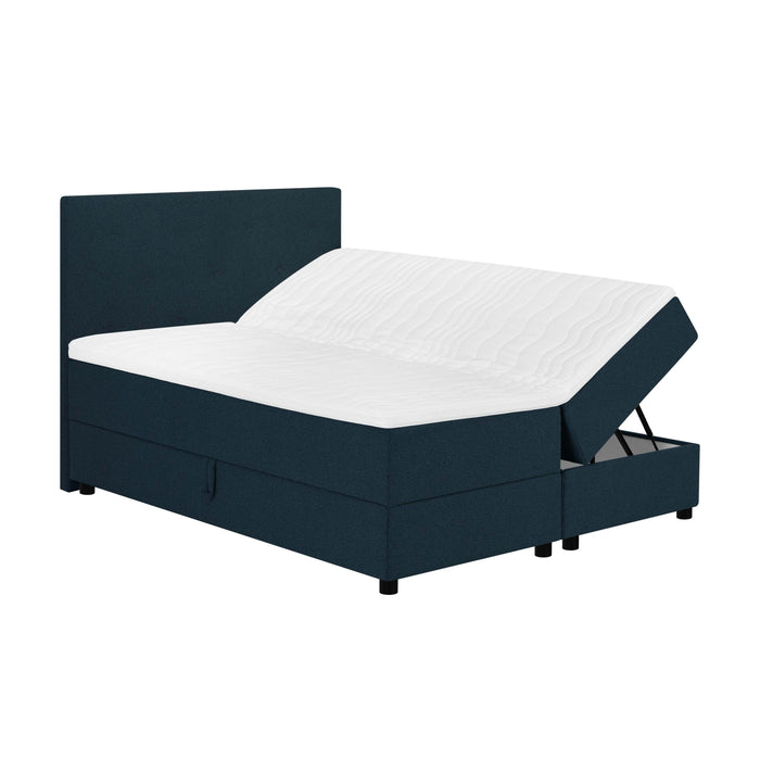 by fonQ Stilo Boxspring met Opbergruimte en Hoofdbord - 160 x 200 cm - Blauw