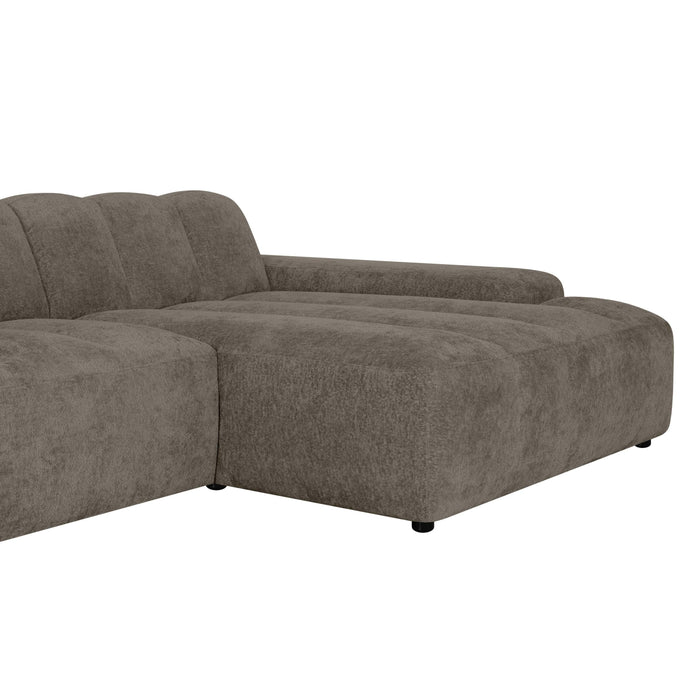by fonQ Plume 2,5-zits Hoekbank met Chaise Longue Rechts - Chenille - Mocca