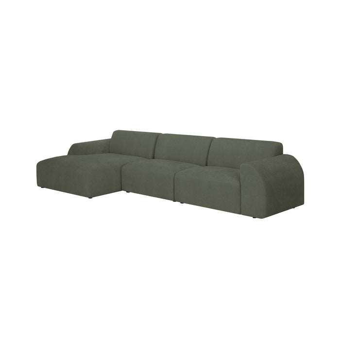 by fonQ Bink 3-zits Hoekbank met Chaise Longue Links - Bouclé - Mosgroen