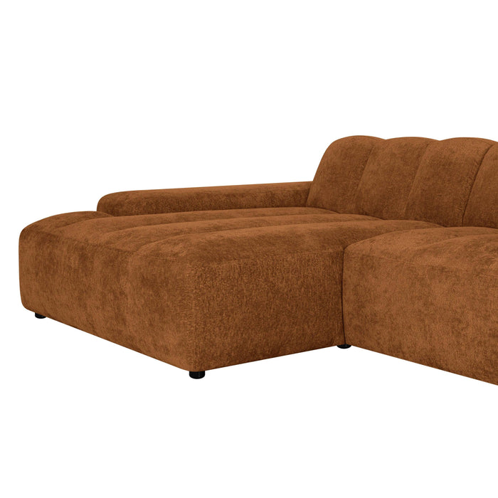 by fonQ Plume 2,5-zits Hoekbank met Chaise Longue Links - Chenille - Terra