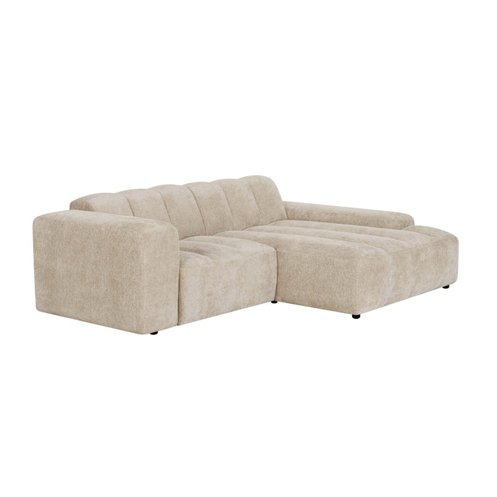 by fonQ Plume 2,5-zits Hoekbank met Chaise Longue Rechts - Chenille - Beige