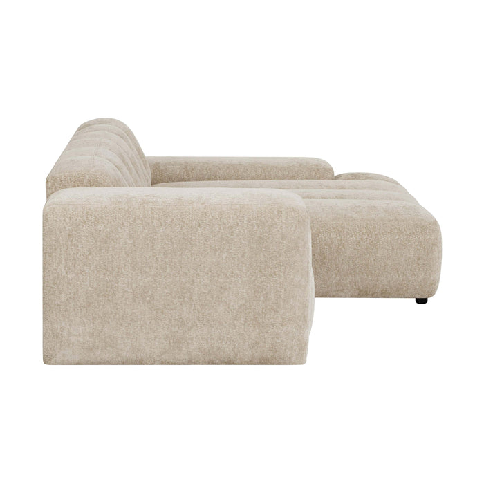 by fonQ Plume 2,5-zits Hoekbank met Chaise Longue Rechts - Chenille - Beige