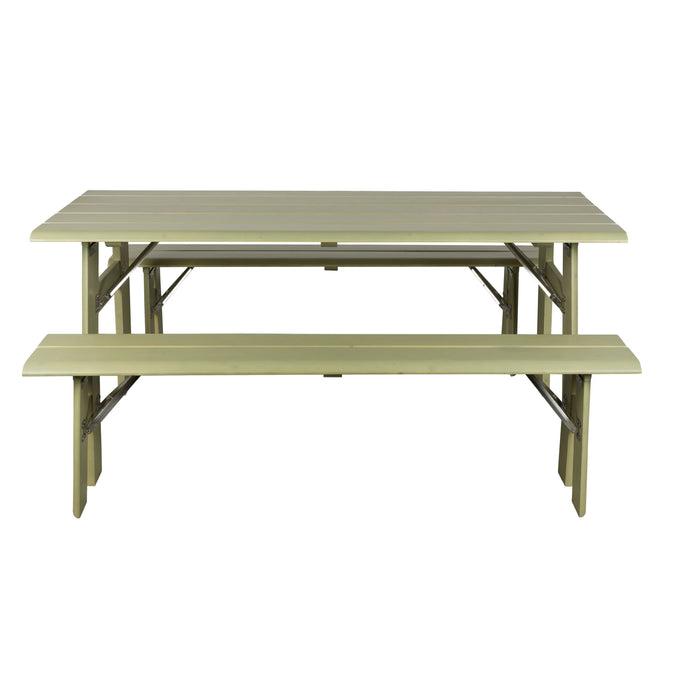 Zuiver Avenue Picknicktafel met 2 banken Hout Groen