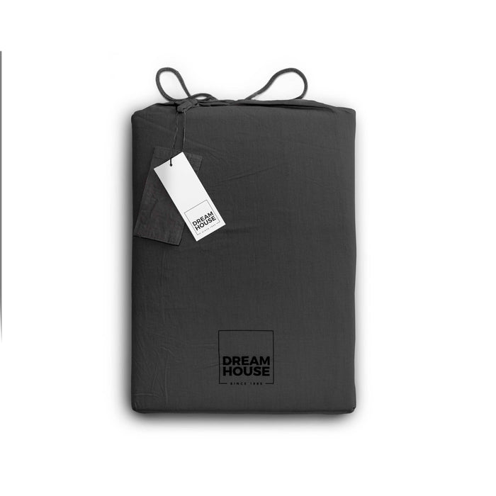 Dekbedovertrek Stone Washed - 100% Natuurlijk - Antraciet - 140x220cm