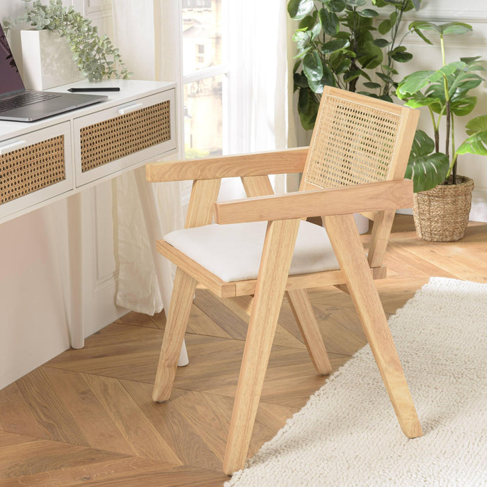 Macabane Eetkamerstoel Agathe rubberhout met bouclé