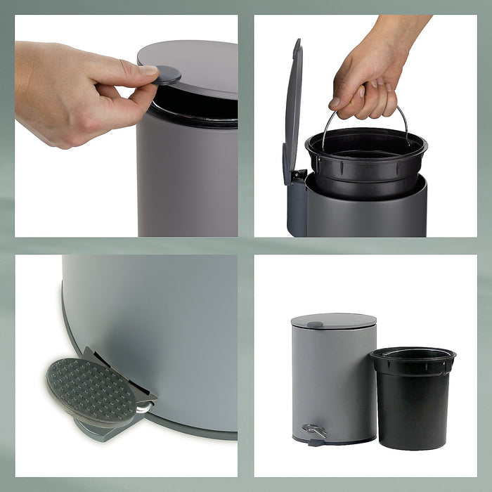 Kela Pedaal Afvalemmer, 5 L, Zwart | Mats