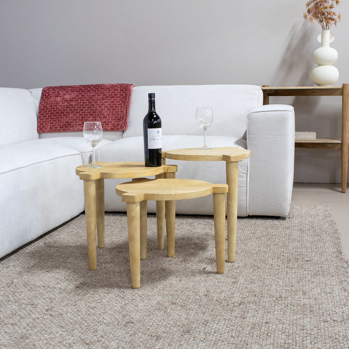 Giga Meubel - Salontafel - Naturel Mangohout - Set Van 3 - Jiska