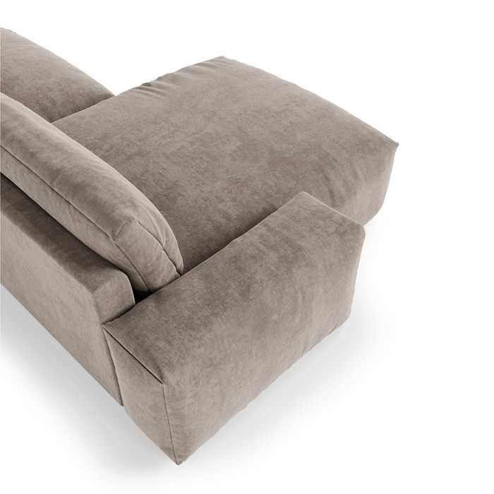 Sofa linkerhoek fluweel crème 310cm