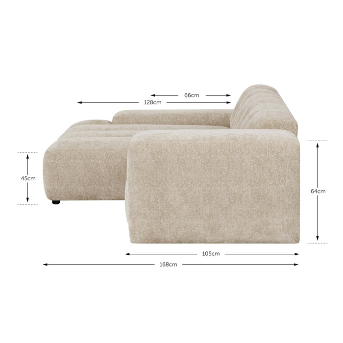by fonQ Plume 2,5-zits Hoekbank met Chaise Longue Links - Chenille - Mocca