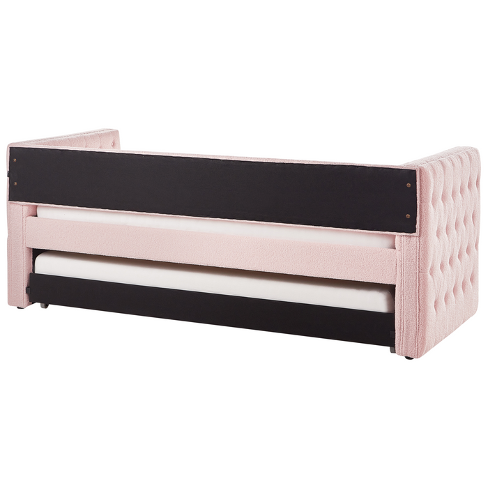 Beliani - GASSIN - Onderschuifbed - Pastelroze - 90 x 200 cm - Bouclé