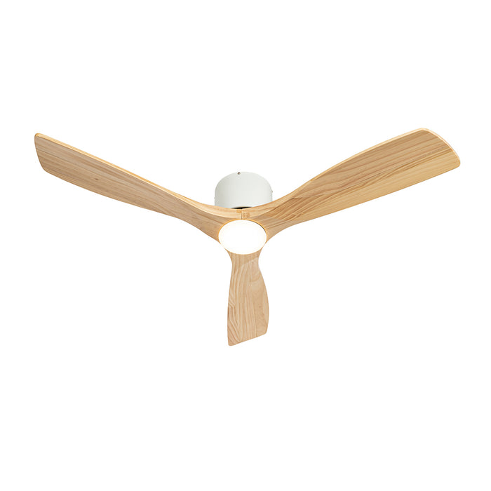 QAZQA Plafondventilator wit met hout 131.5cm incl. LED dimbaar met