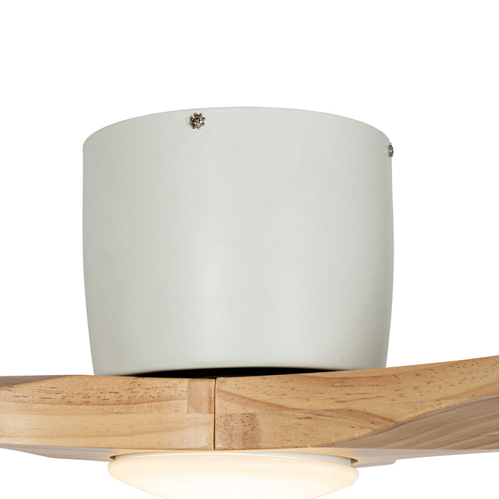 QAZQA Plafondventilator wit met hout 131.5cm incl. LED dimbaar met