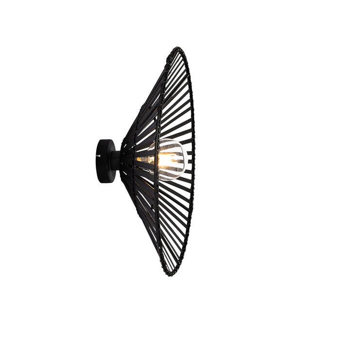 QAZQA Oosterse wandlamp zwart bamboe rond - Pua