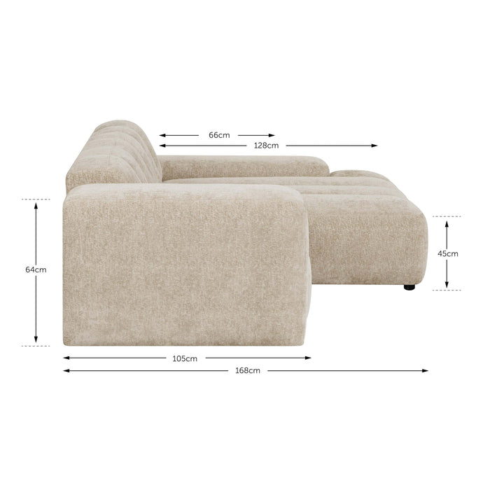 by fonQ Plume 2,5-zits Hoekbank met Chaise Longue Rechts - Chenille - Terra