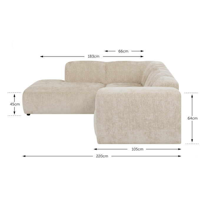 by fonQ Plume 2,5-zits Hoekbank Links - Chenille - Beige