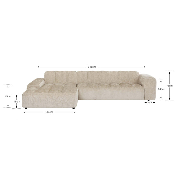 by fonQ Plume 4-zits Hoekbank met Chaise Longue XL Links - Chenille - Grijs