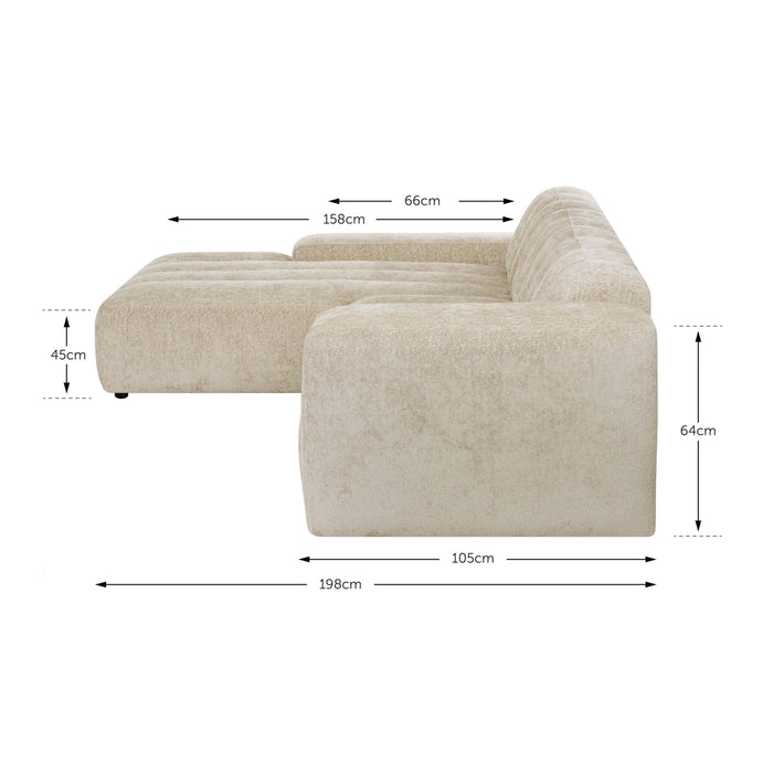 by fonQ Plume 4-zits Hoekbank met Chaise Longue XL Links - Chenille - Grijs