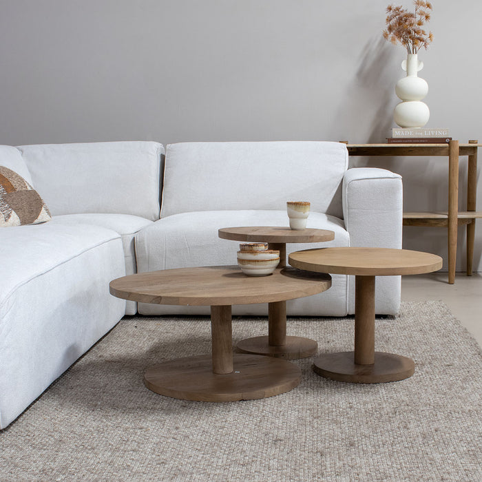 Giga Meubel - Salontafel Naturel Mangohout - Set Van 3 - Nao