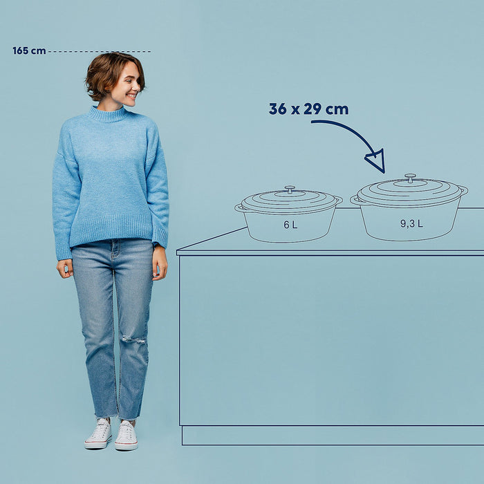 Braadpan Gietijzer Ovaal Zwart, 36 cm x 29 cm- Kela | Calido