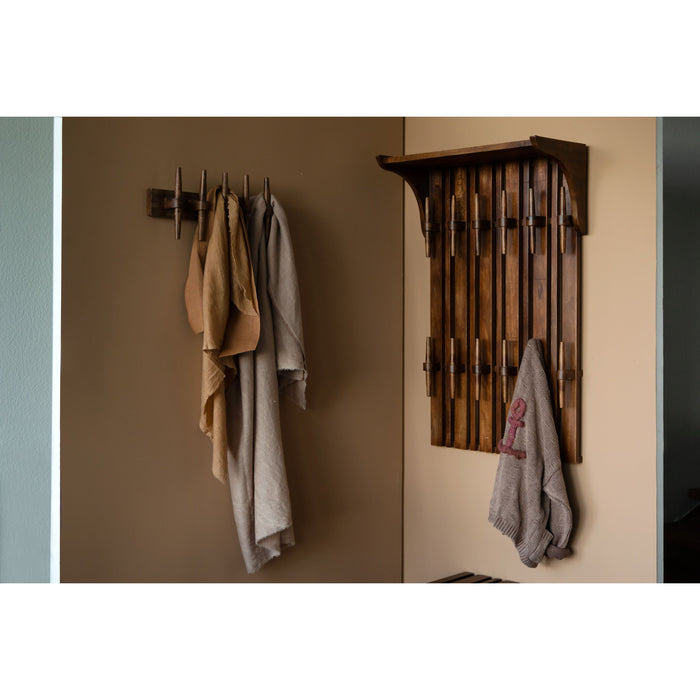 Dutchbone Jakub Wandkapstok met Plank Hout Walnoot Bruin