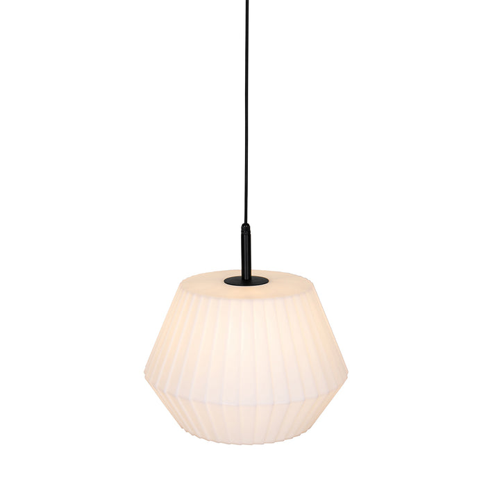 QAZQA Moderne buiten hanglamp zwart met witte kap 45,6 cm IP44 -
