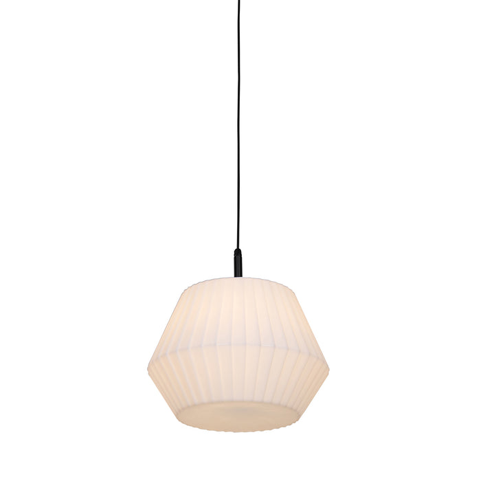 QAZQA Moderne buiten hanglamp zwart met witte kap 45,6 cm IP44 -